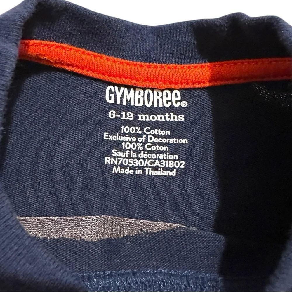Gymboree Boys 6-12M Long Sleeve Dino Layered Tee Navy Blue Dinosaur Shirt - Picture 4 of 5